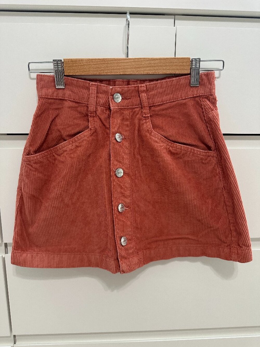 Free People Corduroy Button Front Mini Skirt Rust Size 0